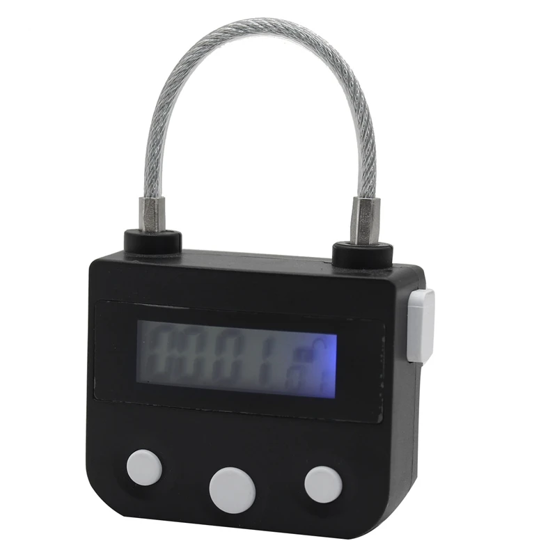 Metal Timer Lock USB LCD Display Metal Electronic Rechargeable Multi-Function Timer Padlock Black