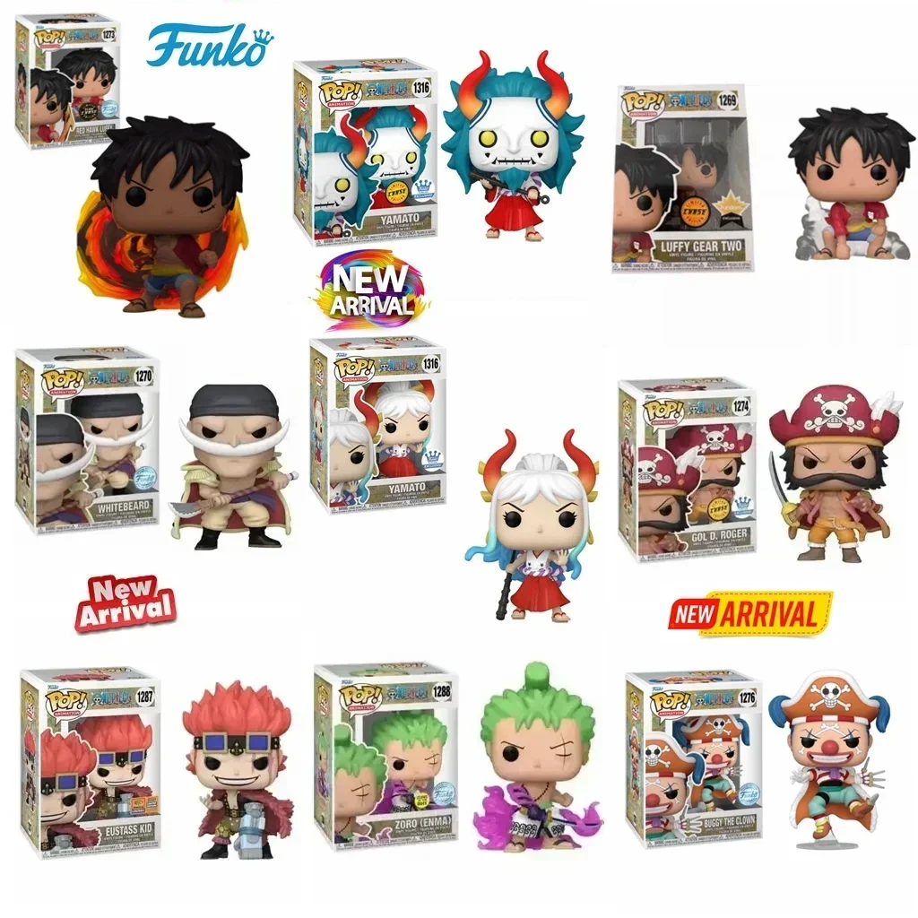 Funko Pop One Piece Red Hawk Luffy Gear Two 1269 1273 EUSTASS KID 1287# Buggy the Clown 1276 Yamato 1316 Vinyl Figure Model Toys