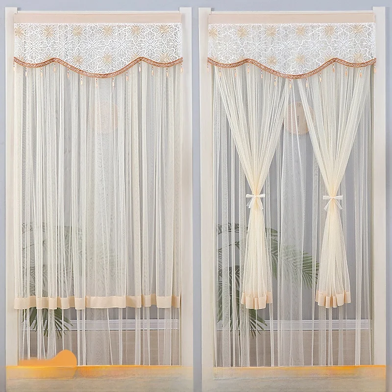 

Современный коврик, кружевная дверная занавеска для домашнего использования, спальня, комната, конфиденциальность, двухслойная занавеска-перегородка с защитой от комаров