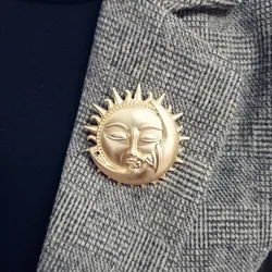 2020 Retro Metal Sun, Moon, Brooch, Antique High-end Temperament Sweater Pin Coat Accessories Women Copper,zinc Alloy Hyperbole