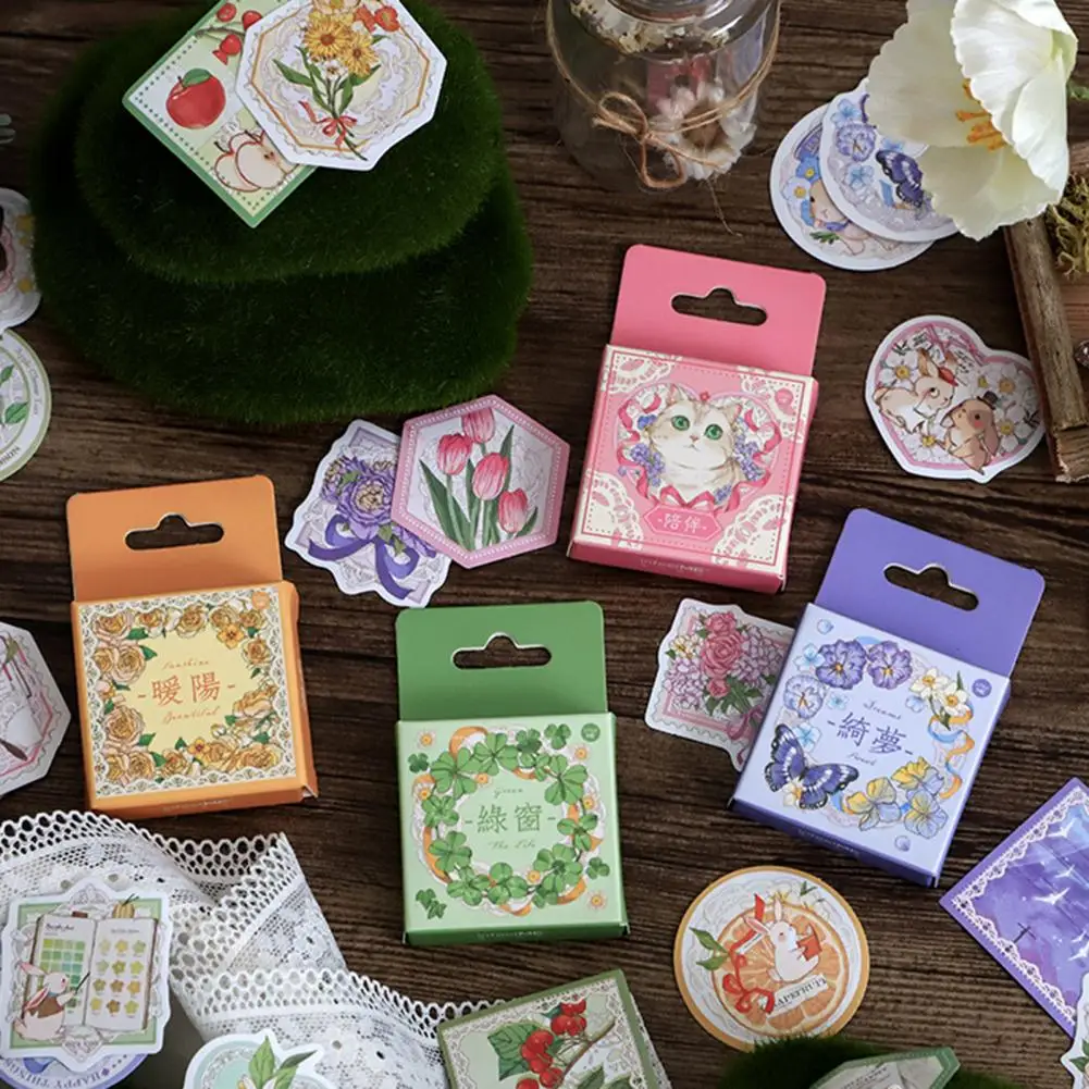 Sealing Stickers Eco-friendly Waterproof Various Patterns Durable Mirror Flower Series Hand Account Scrapbooking Stickers