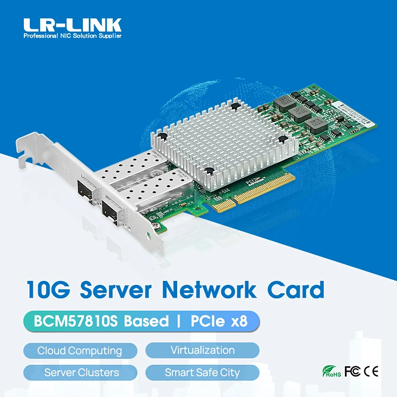 LR-LINK 9812AF-2SFP + çift bağlantı 10Gb ağ kartı Ethernet Fiber optik PCI Express x8 ağ adaptörü NIC Broadcom BCM57810S