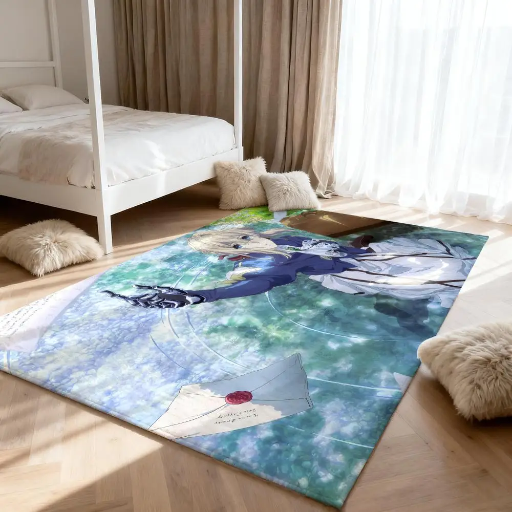

Violet E-Evergarden Anime Floor Mat Soft Thickened Absorbent Non-Slip Bedroom Living Room Door Mat Home Decor Flannel Rugs
