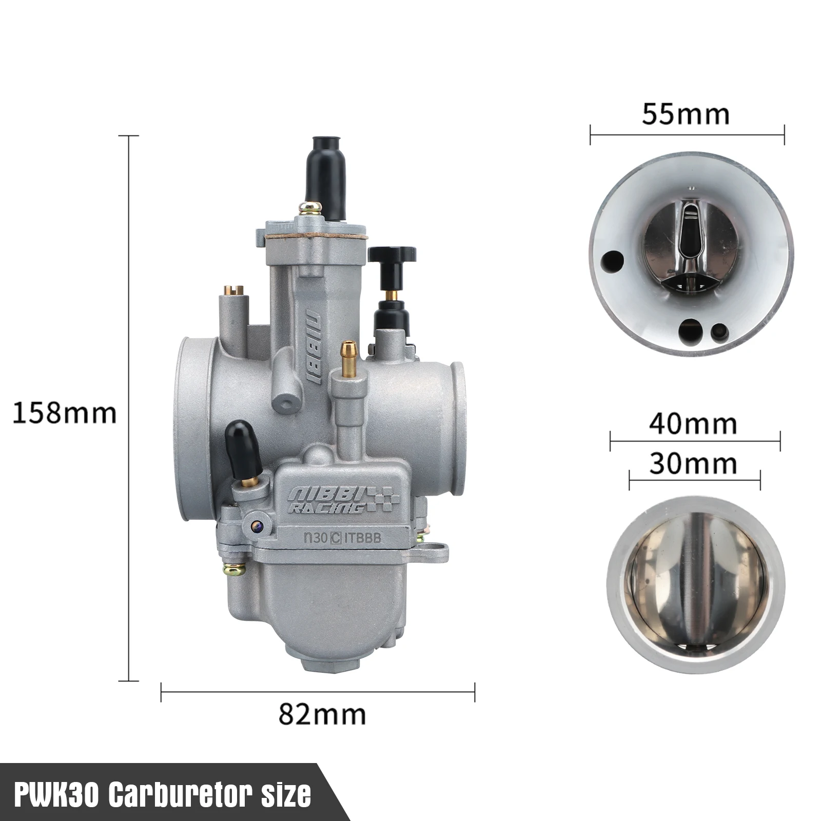 NIBBI 2T 4T PWK Vergaser PWK24/26/28/30/32/34/36/38/40mm mit Power Jet für 125cc-600cc Yamaha Suzuki Rennmotorräder – Detail 6