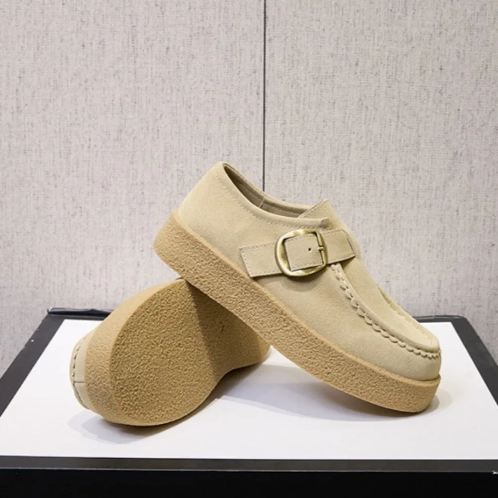 

Женские лоферы, женская обувь из натуральной кожи, новая весенняя повседневная обувь из матовой кожи, женская обувь на платформе с пряжкой на ремне