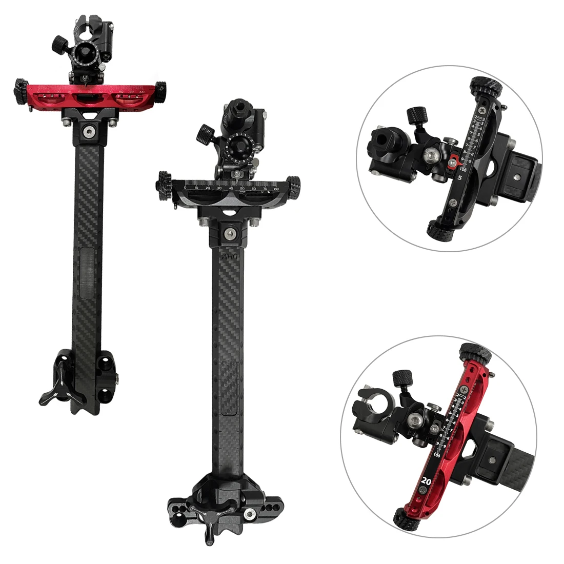 1PCS Mira ajustable para arco compuesto, marco de fibra de carbono, universal para ambas manos, accesorios de tiro con arco para mirar al blanco