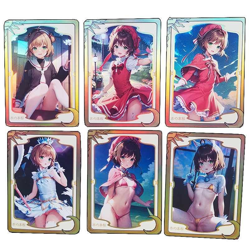 Sakura DIY Cards Homemade 6pcs/set KINOMOTO SAKURA LI SYAORAN Anime collectible cards Christmas birthday presents