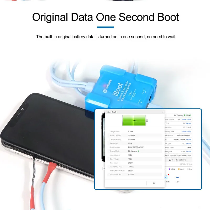 SUNSHINE IBoot A Power Supply Cable for Mobile Phone Repair Cable For IP X-17PM Battery One Second Boot Cable Line Tool