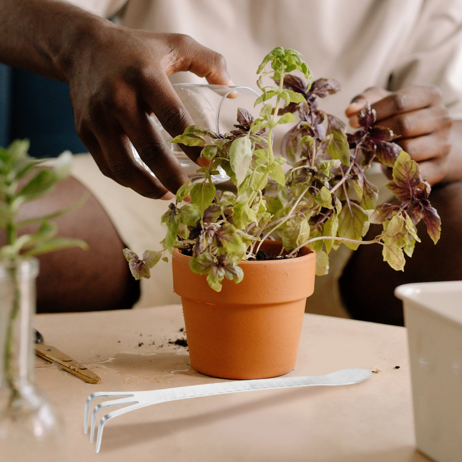 الفولاذ المقاوم للصدأ 3-الشق اليد أشعل النار المزارع لحديقة التربة تخفيف إزالة الاعشاب بونساي الجذر أداة حديقة صغيرة إزالة الأعشاب الضارة أشعل النار