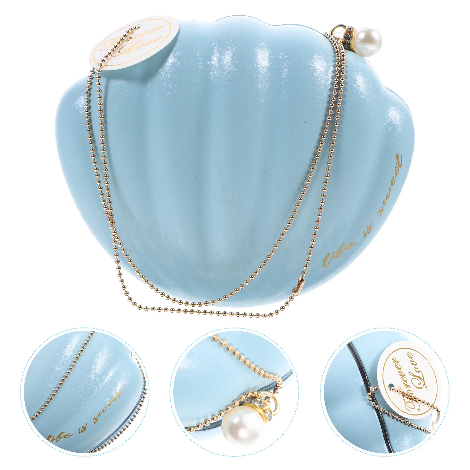 

Shell Candy Box Small Packaging Boxes Romantic Sky-blue Tinplate Retro Plastic Jewelry Organizer Bridesmaid