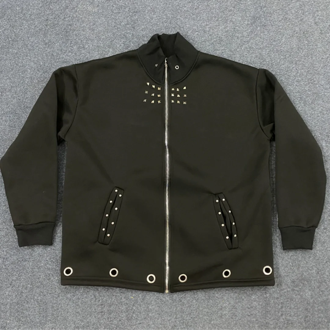 Gothic Trend Willow Nail Print Hoodie Casual Round Neck Warm Cardigan Hip Hop Street Wear For Emo Girls Men And Women