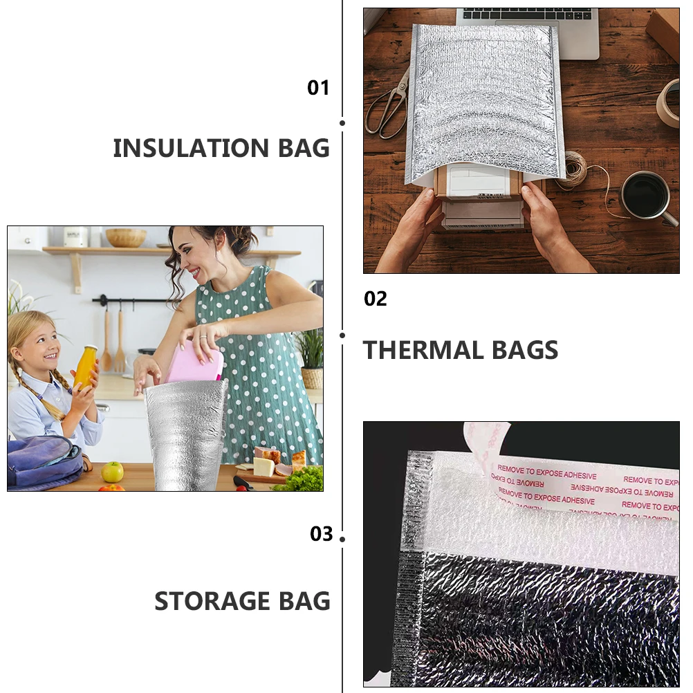 

20 Pcs Insulation Bags Insulated for Food Thermal Packing Aluminum Foil Practical Travel