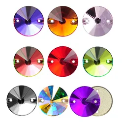 PUBRILEX Glass K9 Rivoli Round Sewing Stones Edges with Chamfers Sew On Rhinestones All Colors For DIY Garment Dress Clothes