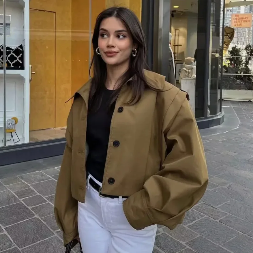 

Women's Retro Pleated Jacket Loose Casual Fashion American Style Versatile Outerwear for European And American Markets