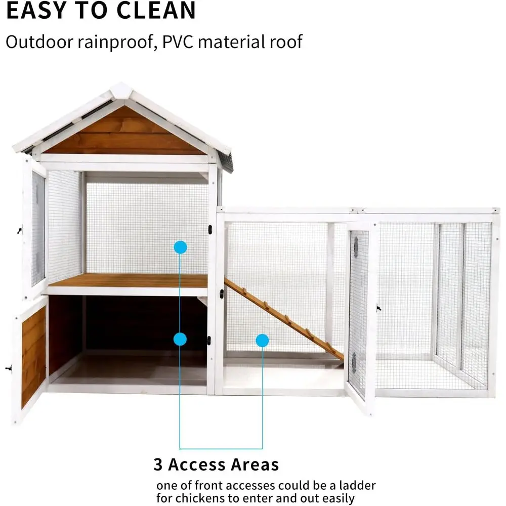 Poulailler extérieur résistant aux intempéries pour poulets, oies, canards et petits animaux avec boîte de nidification et cage à oiseaux, peut contenir 8 à 10 oiseaux