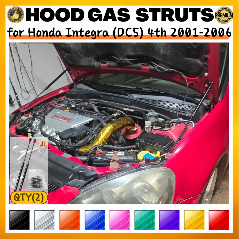 

Qty(2) Стойка капота для Honda Integra (DC5) 4-я для Acura RSX 2001-2006 Передняя капот Модифицированная газовая пружина Подъемная опора амортизатора