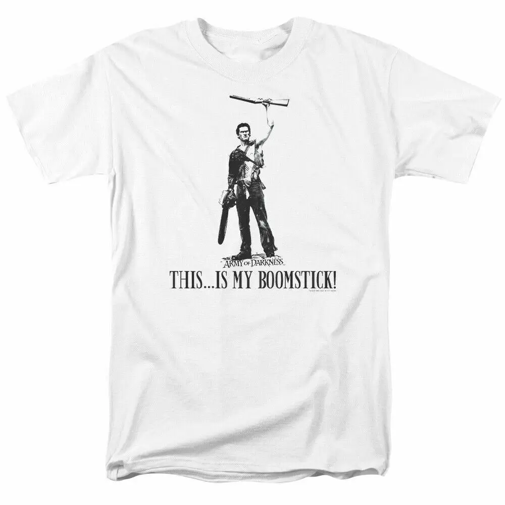 Army of Darkness Broomstick T Shirt Mens Licensed Retro Movie White