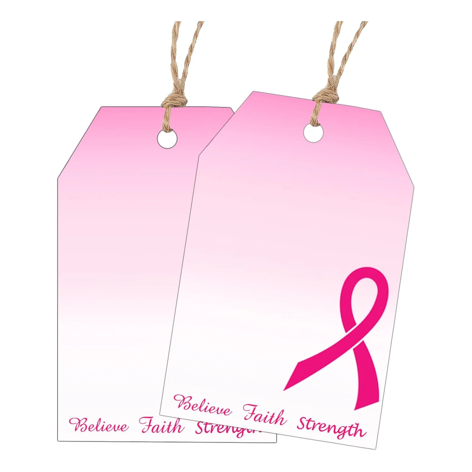 Breast Cancer Awareness Gift Tags 2*3 inch Ribbon Pattern Present Tags for Women Girls Breast Cancer Charity Event Survivor Camp