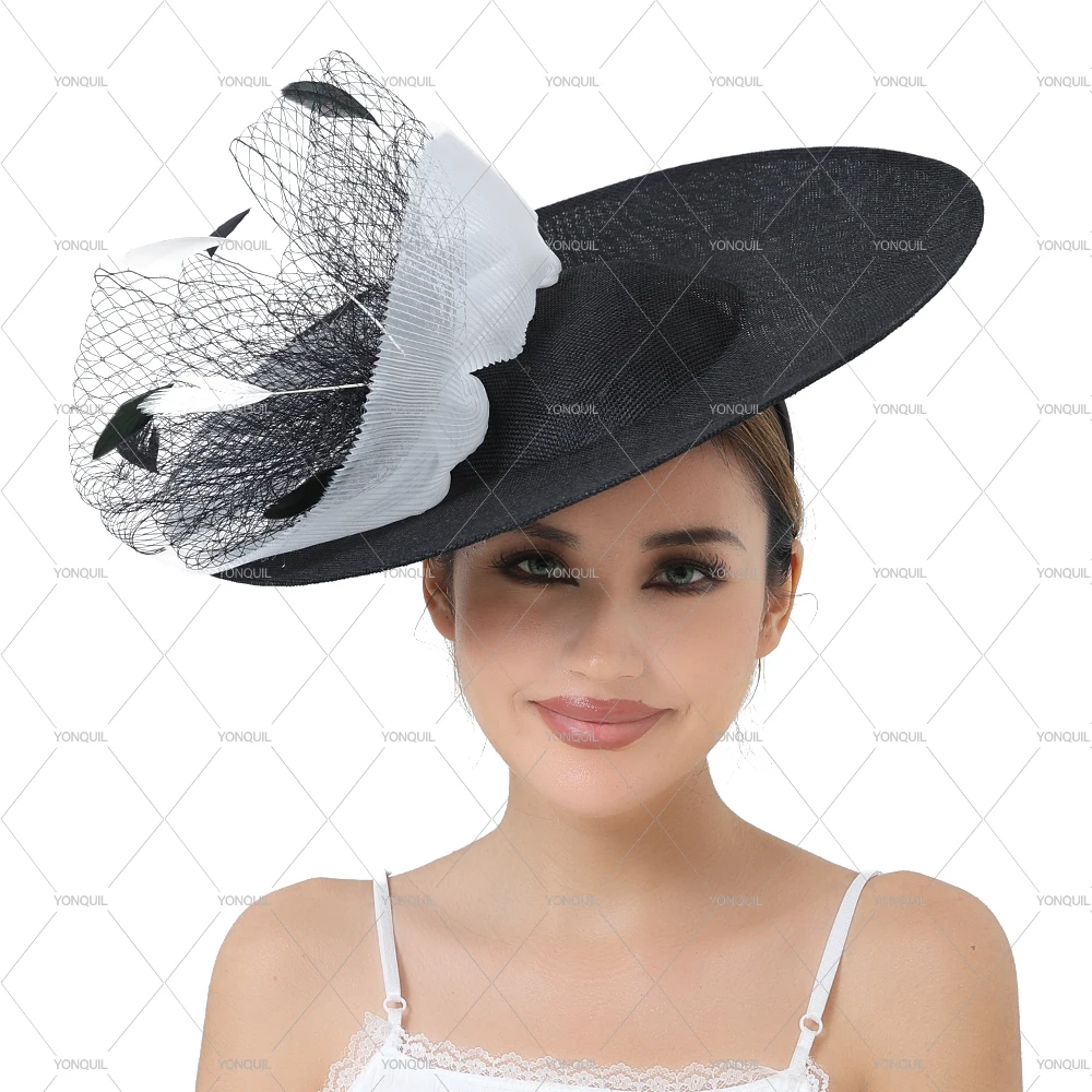أنيقة الزفاف كبيرة الحجم الفاسناتور قبعة المرأة زهرة أغطية الرأس الشعر أعلى مقاطع قبعة السيدات كوكتيل الكنيسة حزب غطاء الرأس