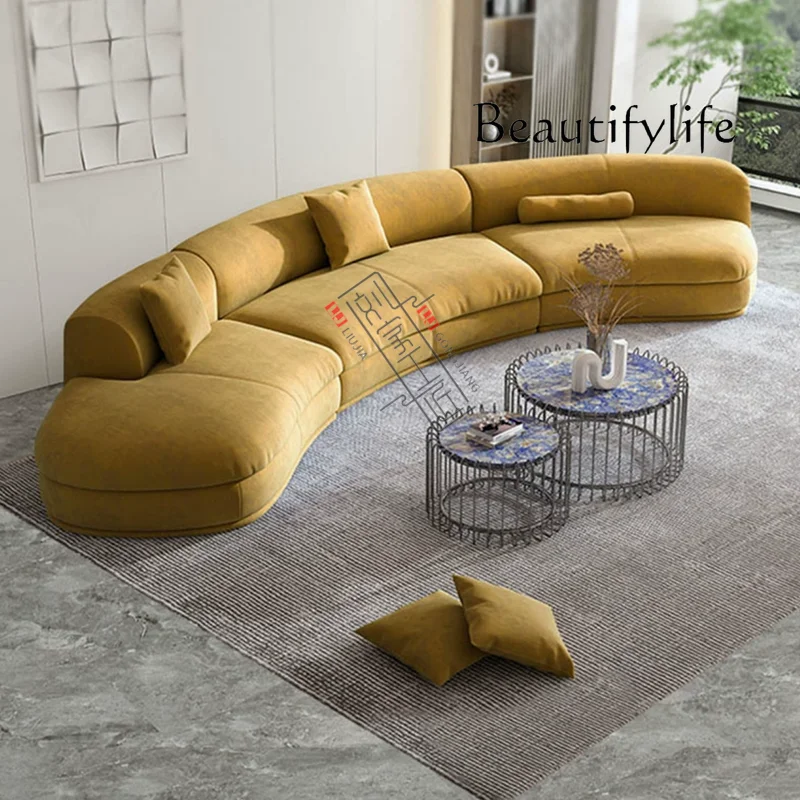 Italian light luxury curved sofa simple special-shaped large flat-floor villa living room corner combination sofa