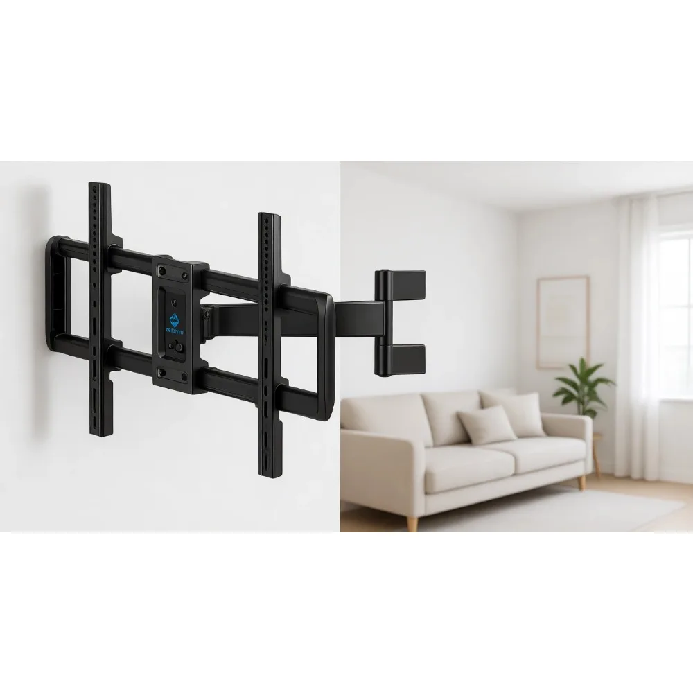 

Настенный кронштейн для телевизора с длинной штангой и полным диапазоном движения, для экранов от 37 до 75 дюймов, совместим с угловыми установками, поворотный, наклоняемый, до 110 фунтов