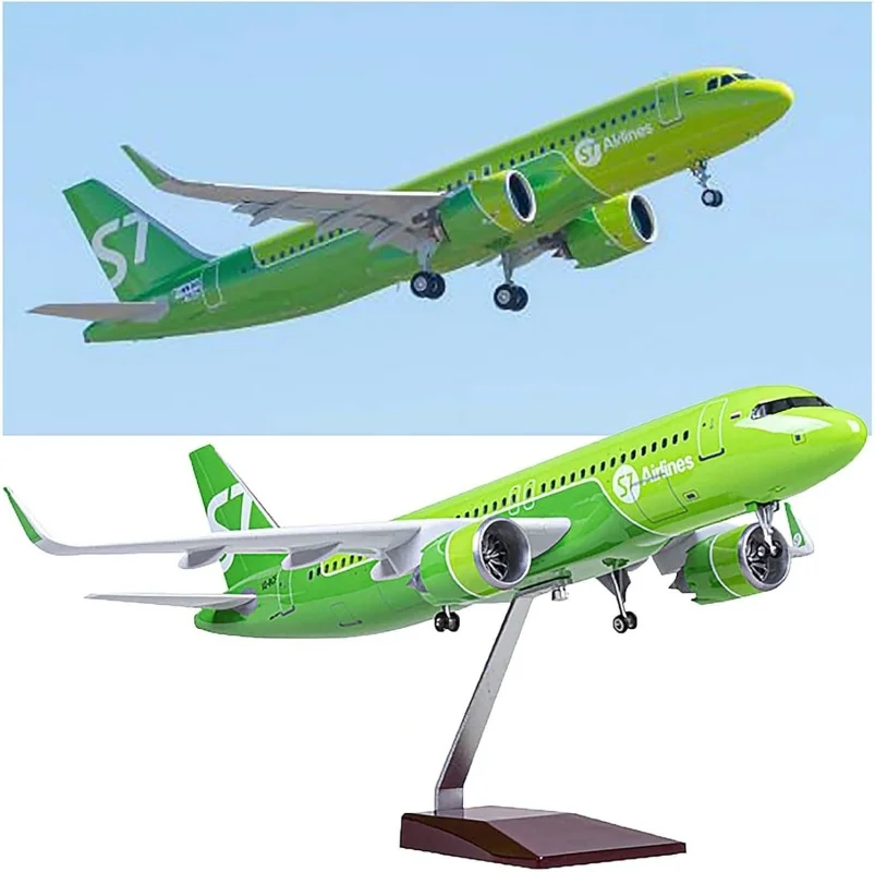 

47CM A320NEO Russian Siberia Airlines S7 Simulation Passenger Aircraft Model with Wheels and Landing Gear 1:80 Scale Plane