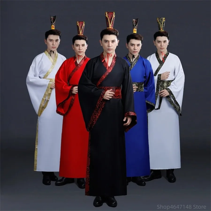 Chinese Traditional Man Hanfu Dress New Year Oriental Ancient Performance Stage Folk Dance Costumes Han Dynasty Cosplay Robes