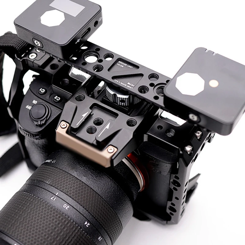 1 шт. двойной кронштейн для крепления горячего башмака адаптер для пластины черный штатив 1/4 Холодный башмак для цифровой зеркальной камеры брелок для держателя монитора