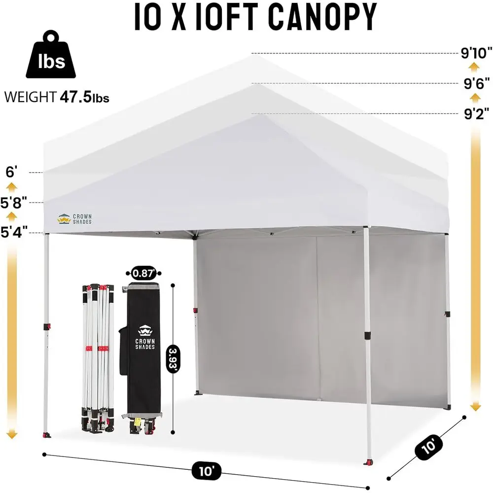 10x10 commerciële pop-uptent met middenslot, 300D-stof, 4 zijwanden, opbergtas, wit