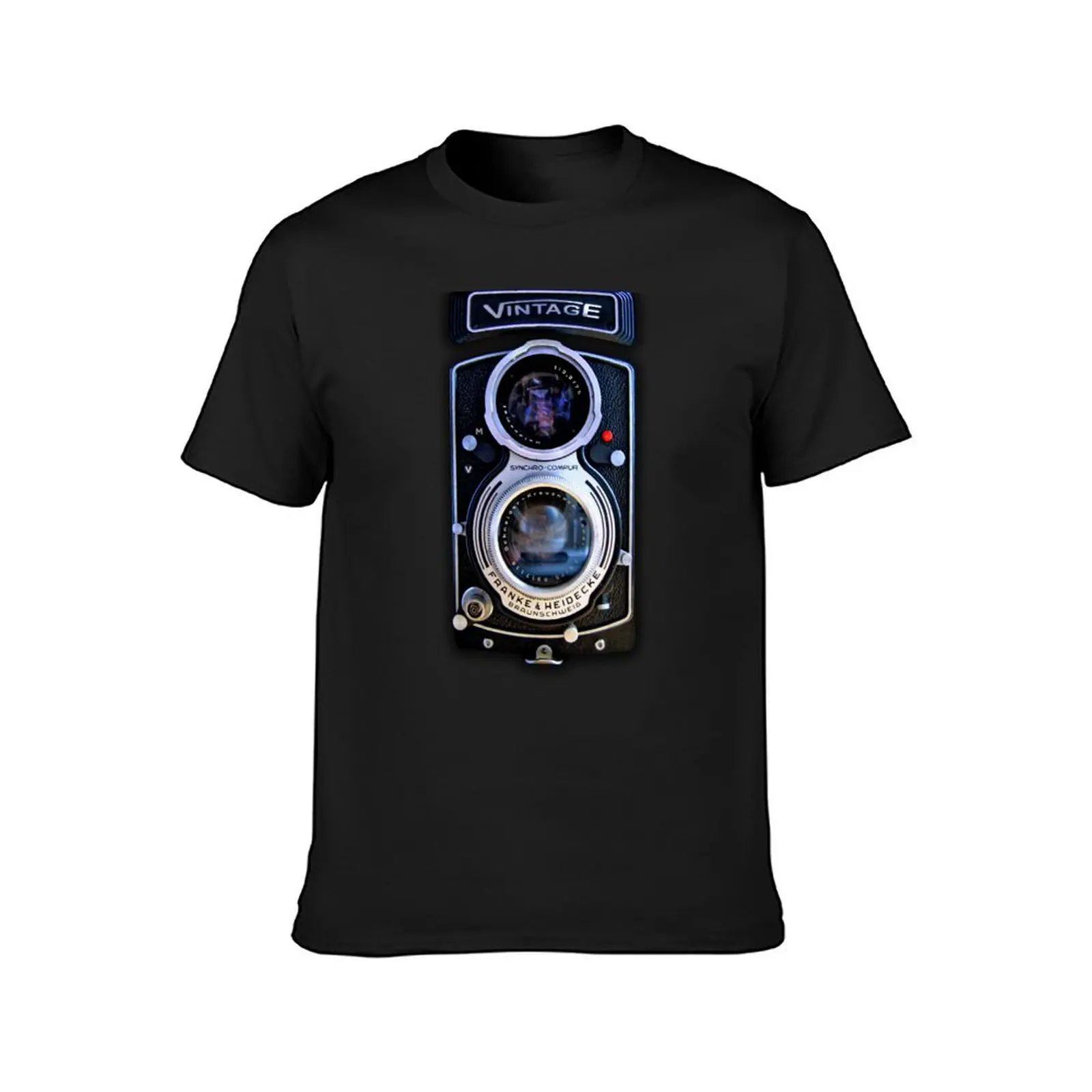 Classic Black Silver Double lens camera T-Shirt sublime funnys customizeds heavyweight t shirts for men