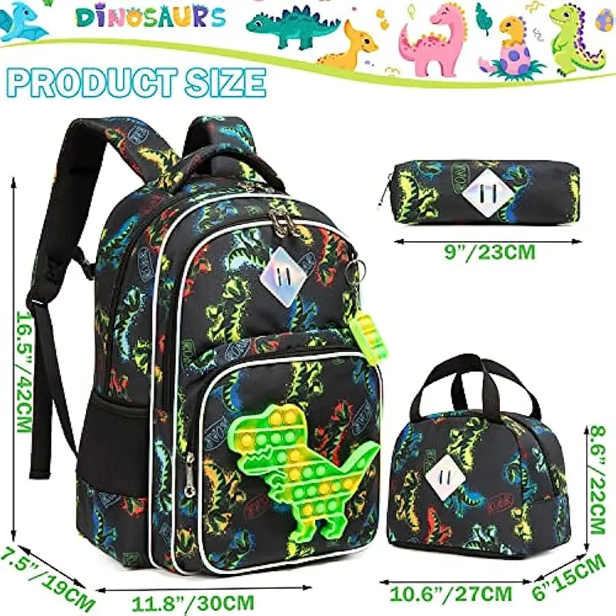 Jungen Dinosaurier Rucksack für Grundschule Kindergarten Schult asche mit Lunchbox Set Kinder Rucksack Set für Jungen Kawaii Rucksack