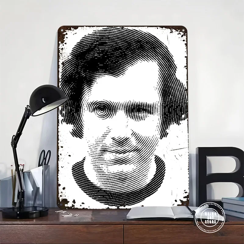 Portrait Franz Beckeuer in Black Poster Customized Vintage Metal Signs Wall Art Retro Tin Plaque for Home and Decoration Gaming