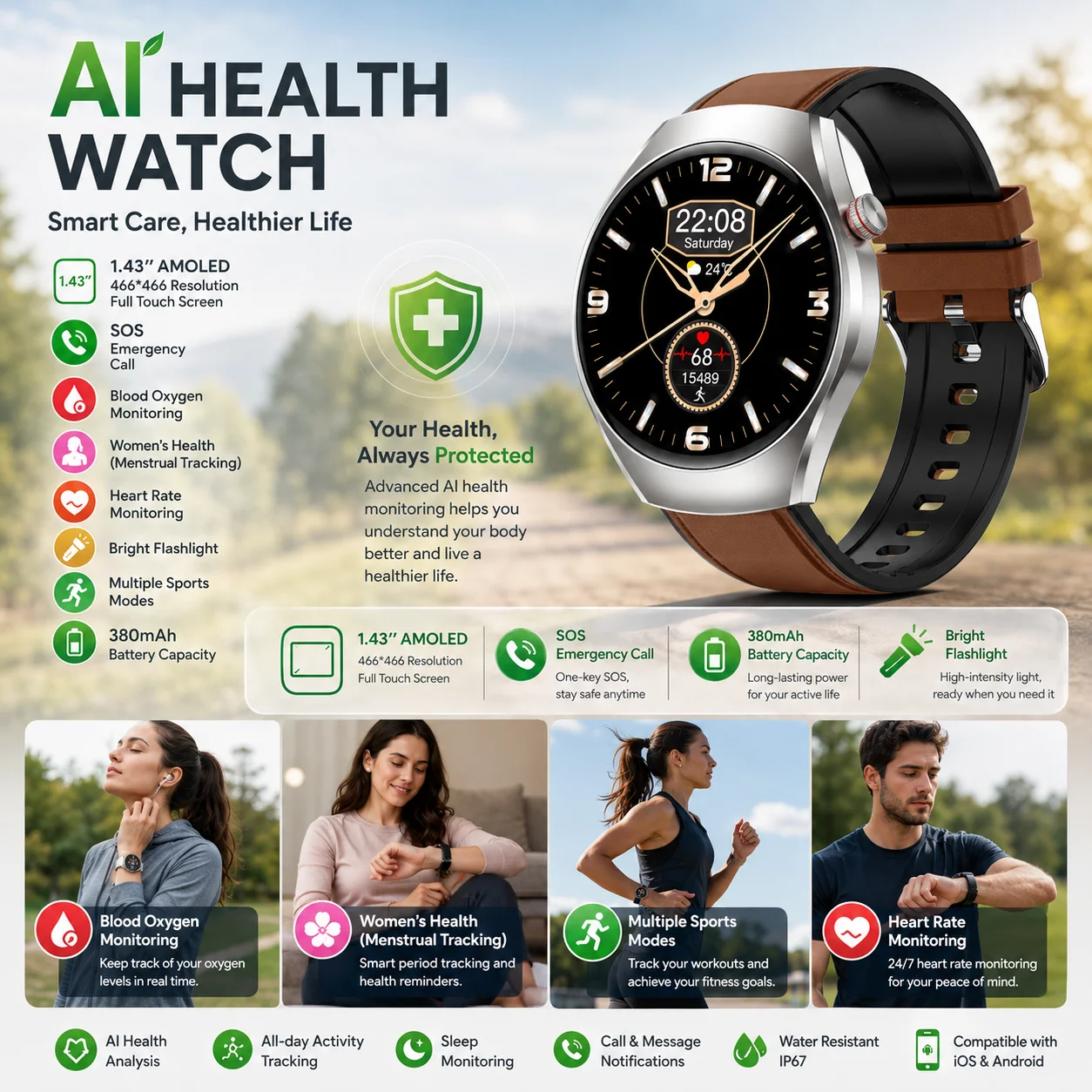 Nursing Grade Health Analysis 2026 New Wireless Call Smartwatch Men Women ECG PPG Blood Pressure Lipids Uric Acid Detection