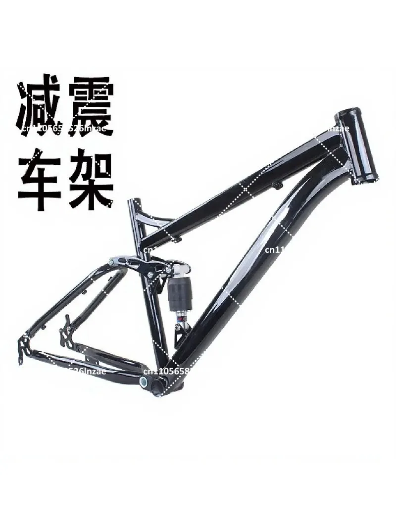 26 Inch Disc Brake Mountain Bike Frame, High Carbon Steel Full Suspension Frame for Trail and Commute Riding