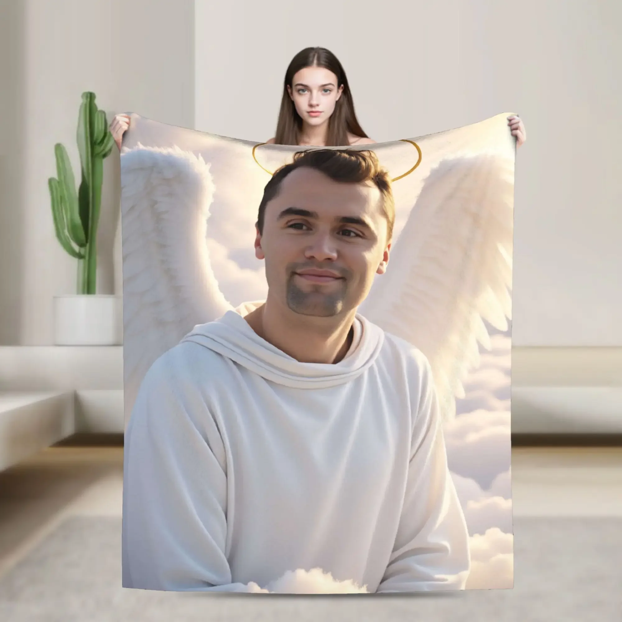 

Angel Charlie Kirk Blanket Premium Super Warm Throw Blanket for Autumn Kids Couch Chair Bedspread Trendy Home Decor