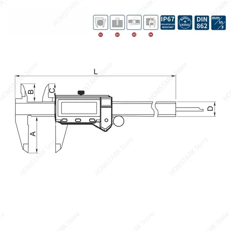 0‑150‑200‑300mm DASQUA IP67 Digital Caliper Waterproof Oil‑Proof Calibration Document Inspection Tool Spare Part