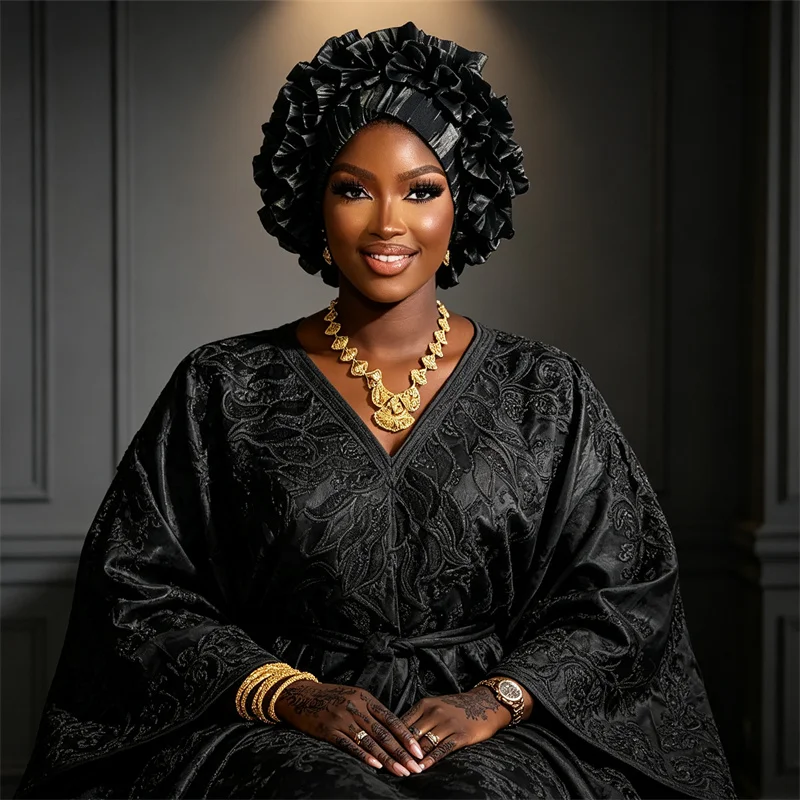 New Fashion Ruffled Turban Cap Women African Auto Gele Headtie Aso Oke Nigeria Wedding Party Headgear Hijab Head Wrap Headpiece