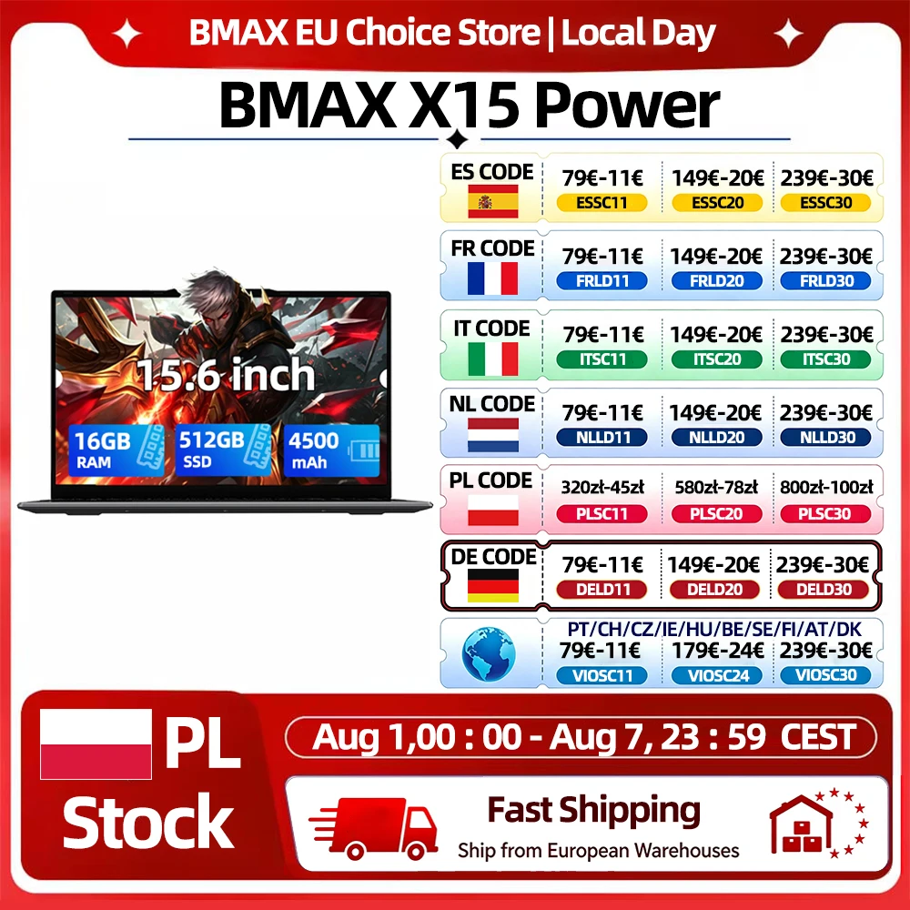 BMAX X15 Power Portátil de 15.6 pulgadas, 16GB RAM, 512GB SSD, CPU Intel Core i3-8109U, Windows 11, Pantalla IPS 1920*1080, HDMI, Wifi, USB, PC