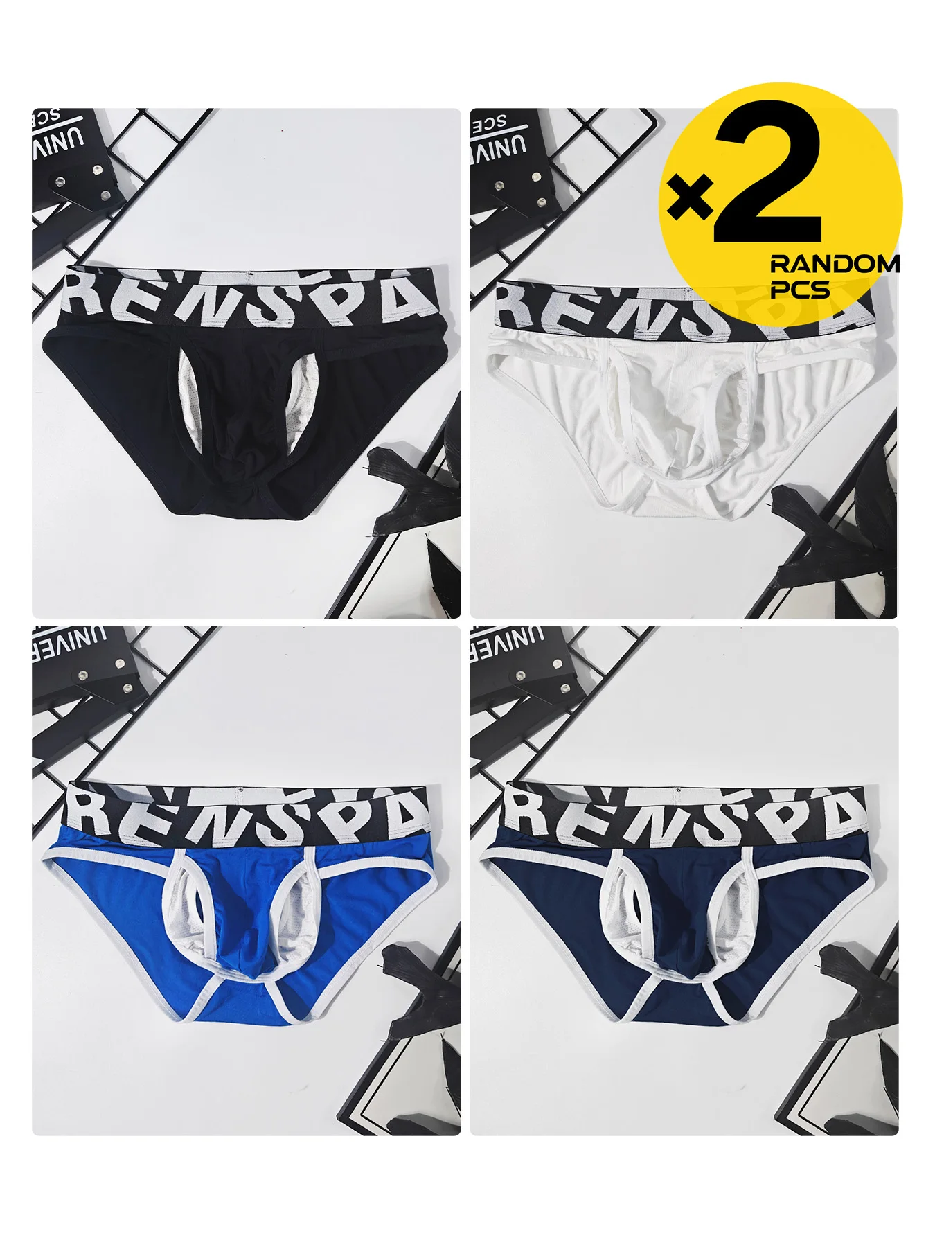 2Pcs Random Color Men Letter Print Waist Jockstrap Underwear, Stretch Soft Breathable Athletic Supporter Briefs