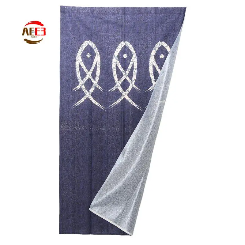 

AEE3-Japanese Noren дверной проем занавеска древний персонаж рыба гобелен для украшения дома синий 33X59 дюймов