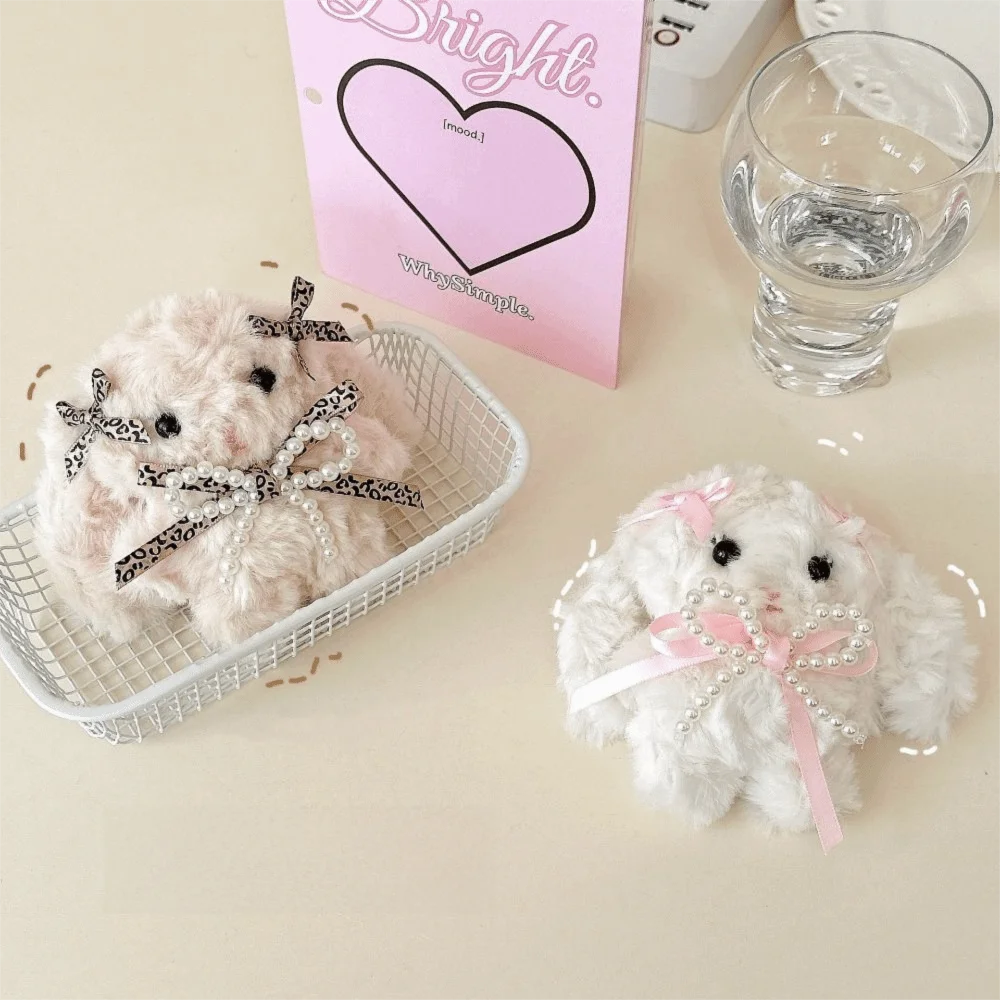 

Durable Cartoon Rabbit Plush Doll Key Chain Bowknot Lolita Plush Key Ring Stuffed Rabbit Bag Pendant
