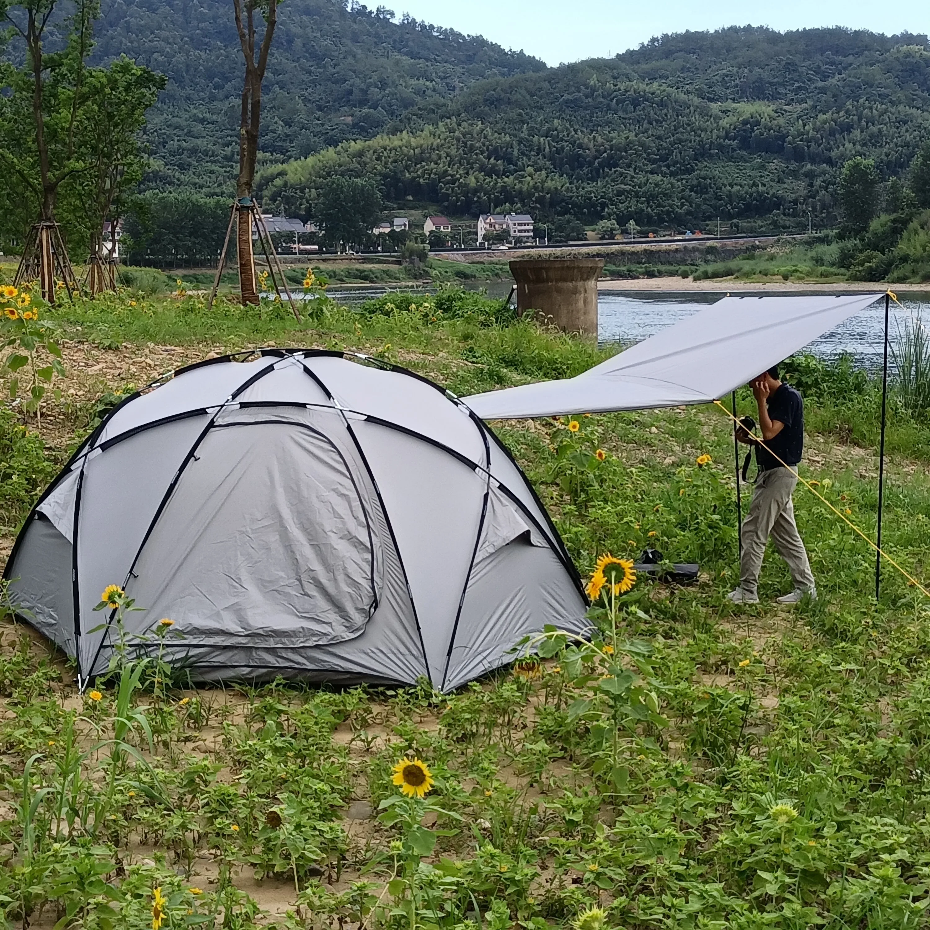 Silver Crustal Tent for Family, 6-8 Person, Eggshell Tent, 6-8 Person Block Tent, Ball Tent, CZX-634