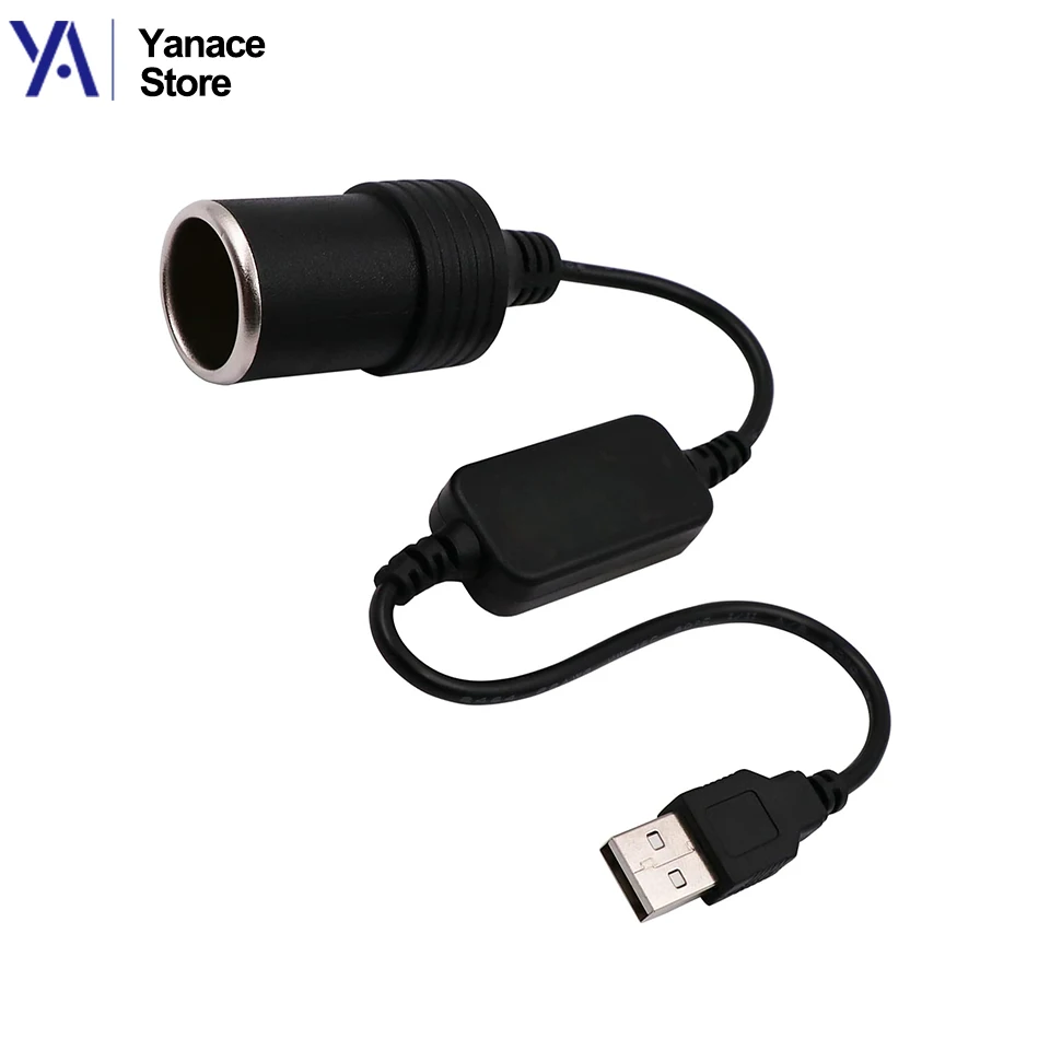 USB to Cigarette Lighter Adapter Max 10W USB Male to 12V Cigarette Lighter Socket Cable for Dash Cam Radar Detector Car Fan GPS