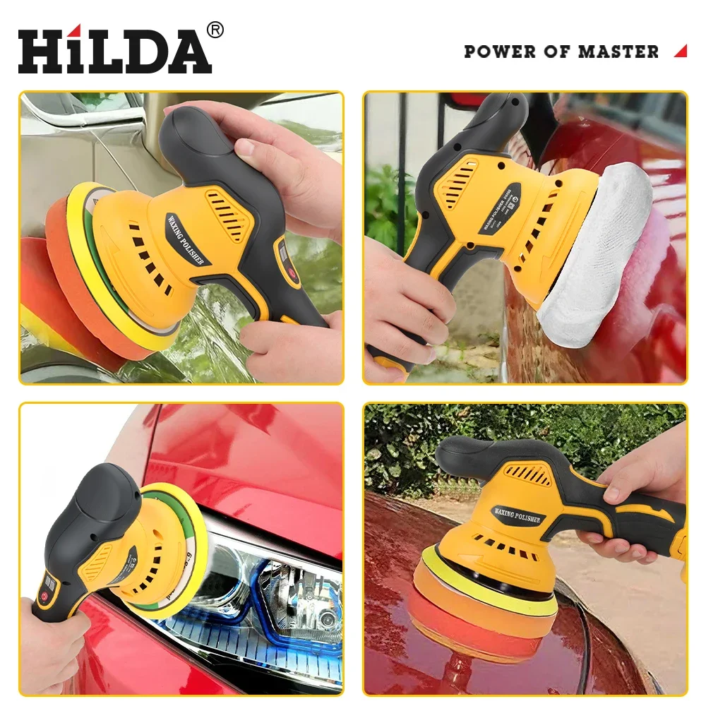 HILDA Car Polishing Machine Auto Car Waxing Polisher 8 Gears Digital Display Cordless Electric Polisher For Dewalt Battery view 6