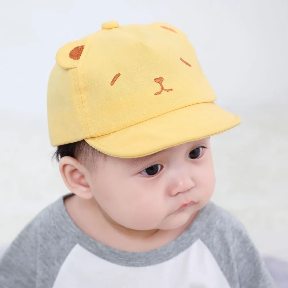 New Cartoon Embroidered Embroidered Bear Baby Hat Cute Short Eave Children's Soft Cap Breathable Babies Sun Protection Cap