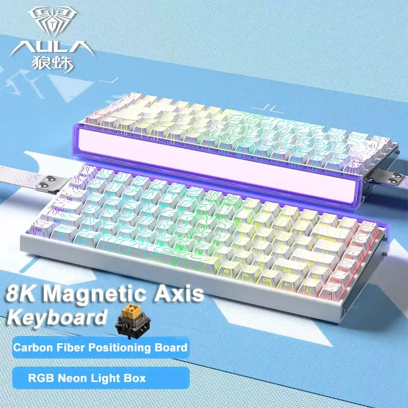 

AULA HERO 84 HE Wired Mechanical Keyboard Magnetic Switch RGB Music Rhythm 8K Return Rate Keyboard Computer Accessorie for Gamer