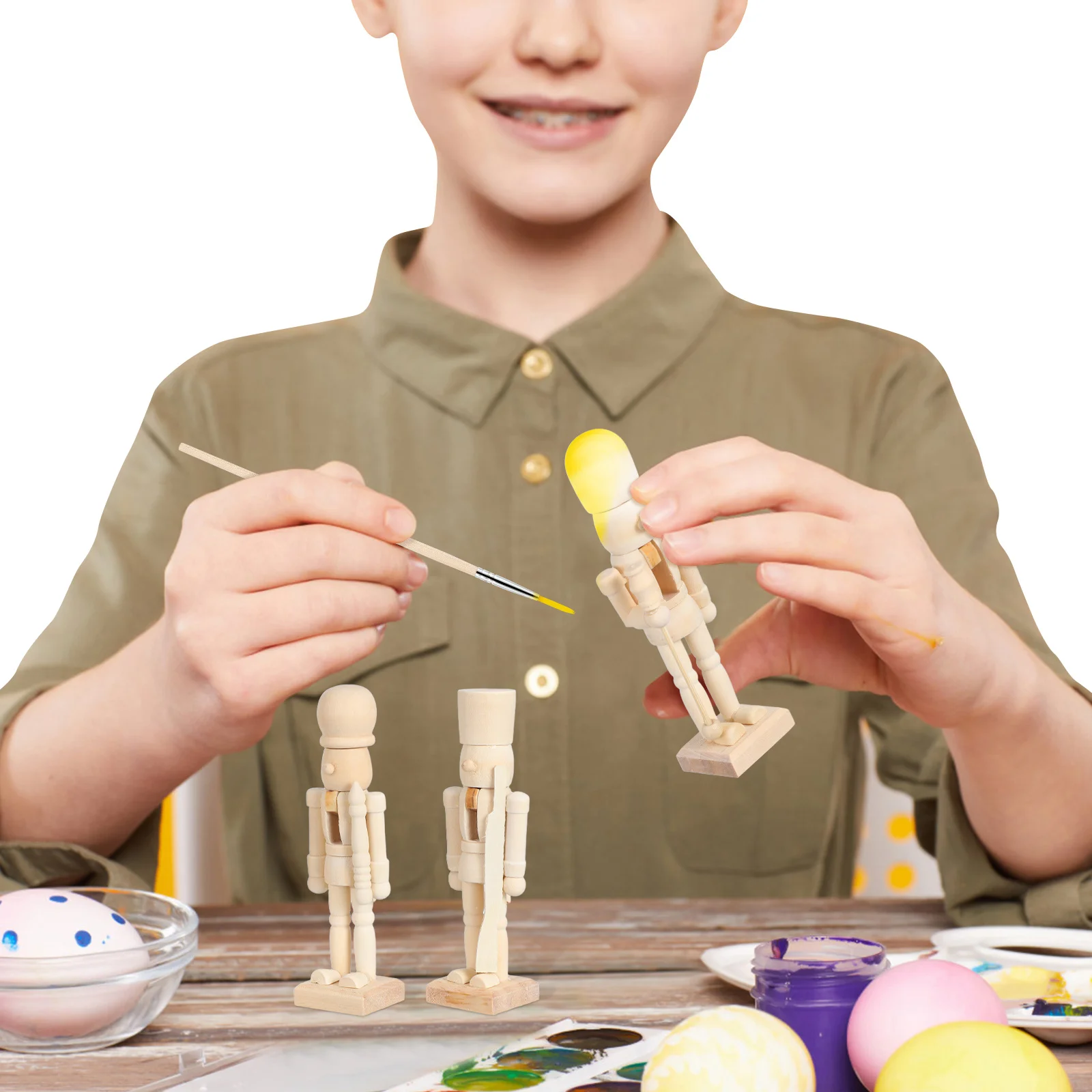 3 قطعة دمية كسارة البندق مجموعة خشبية صنعة جيدة الصلبة آمنة عديم الرائحة المواد DIY بها بنفسك اللوحة الاطفال الإبداع الاتصالات