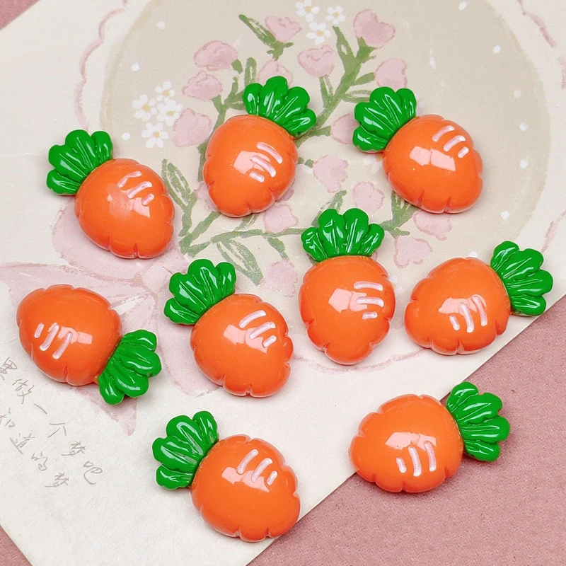 10 Pcs New Cute Bright Surface Cartoon Vegetable Radish Resin Scrapbook Diy Jewelry Children Party Hairpin Accessories