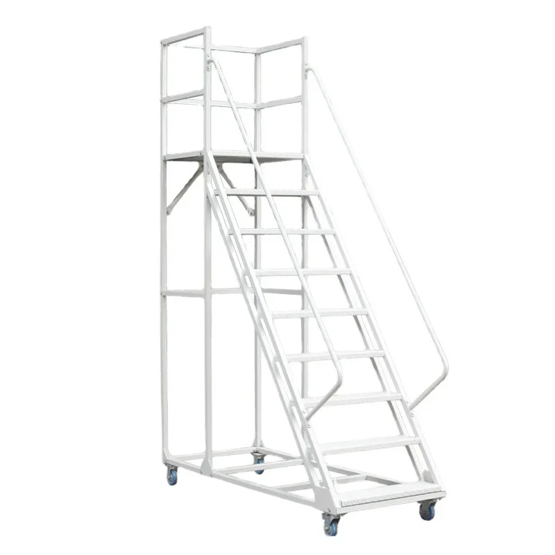 XC movable platform with wheels climbing ladder injection molding machine feeding thickened ladder