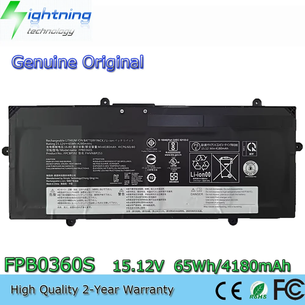 Genuine FPB0360S TBD FMVNBP253 15.12V 65Wh Original Battery For Fujitsu LifeBook U7411 U7511 U7512